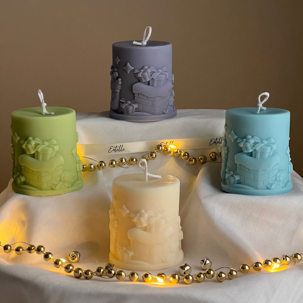 Bougie pilier de Noël artisanale : Décoration festive pour la maison
