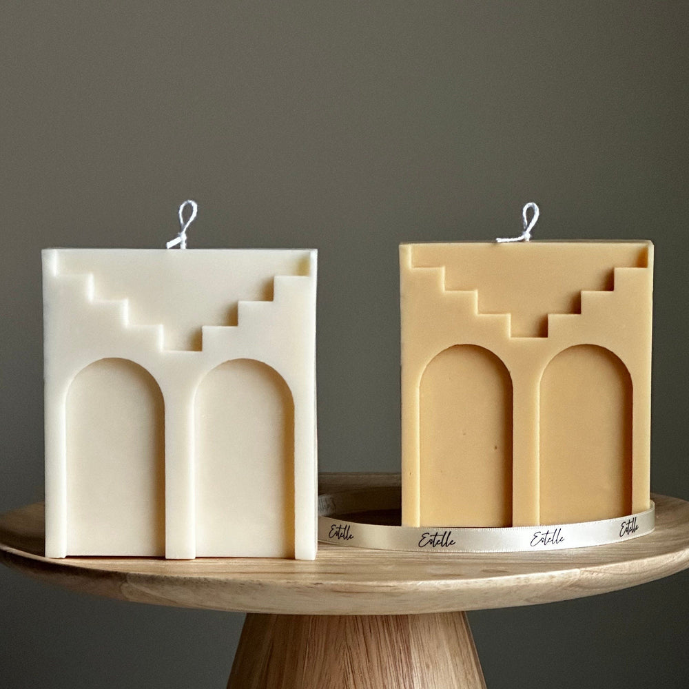 Two Arch Soy Wax Candle: Handmade Decorative Unscented Candle