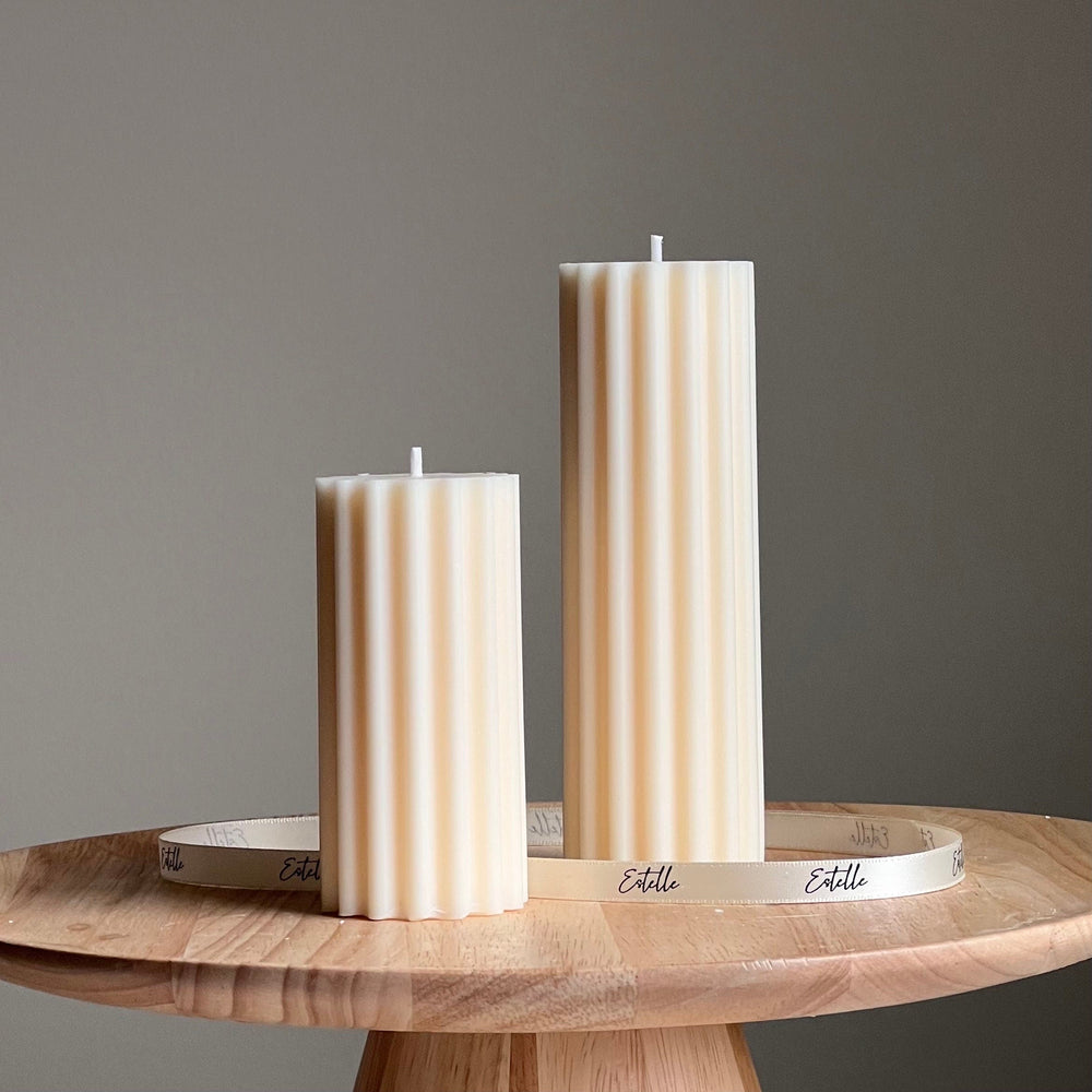 Bougie pilier en cire de soja côtelée | Bougie décorative faite à la main