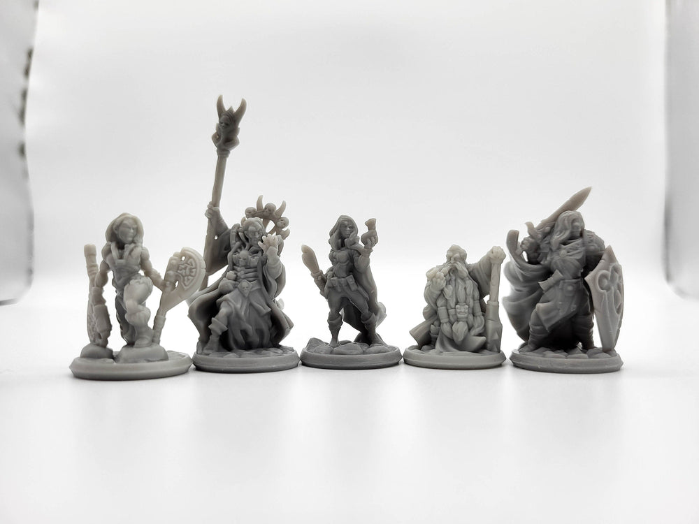 DnD Miniature Party Set 2 - 28mm Adventuring Group - Warlock | Rogue | Fighter Cleric/Paladin | Cleric | Barbarian | Pathfinder