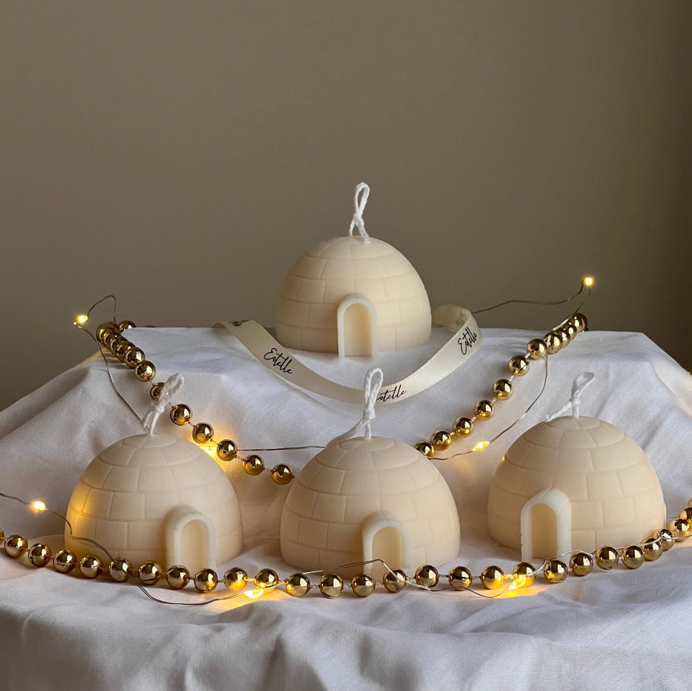 Handmade Igloo Candle: Christmas Home Decor, Soy Candle