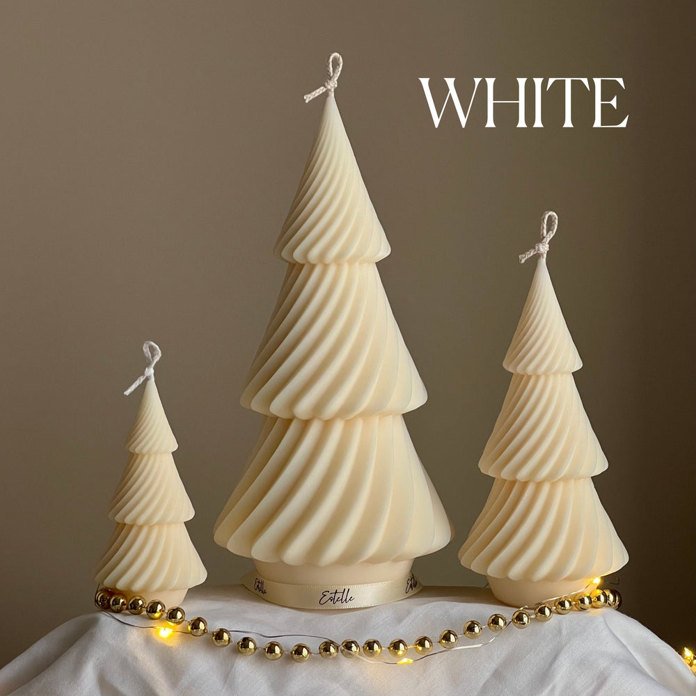 Bougie Arbre de Noël Cannelé Spirale : Décoration Faite Main en Cire de Soja