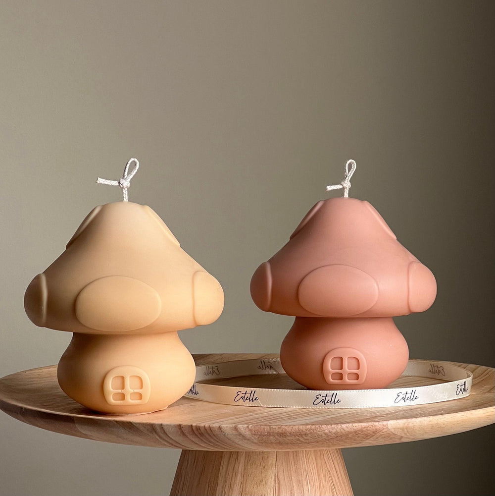 Handmade Mushroom House Candle | Sculptural Soy Pillar