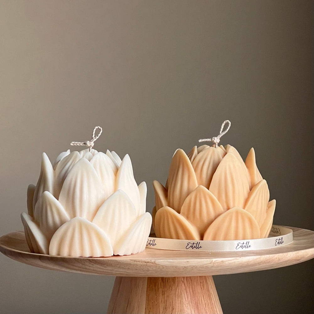 Large Lotus Soy Candle: Handmade Home Decor Gift