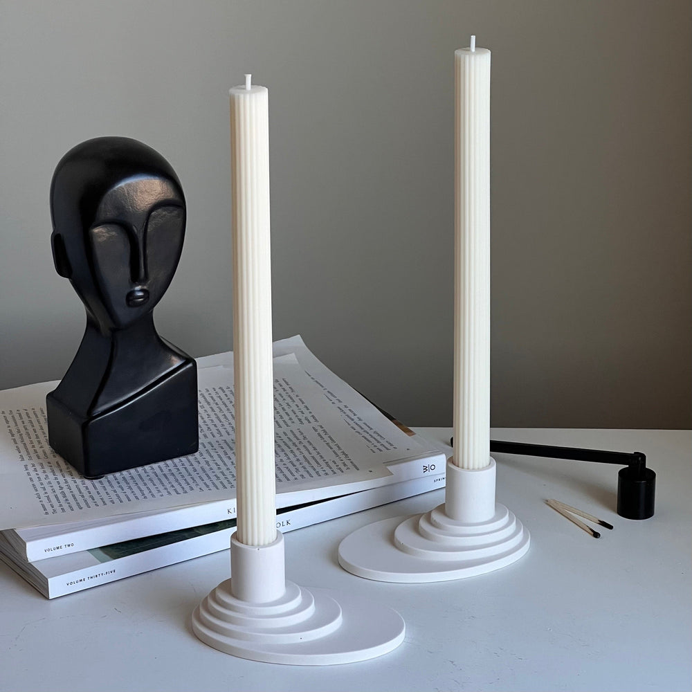 Minimalist Jesmonite Candlestick Holder: Modern Table Decor