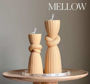 Knot Pillar Candle Set: Ribbed Soy Wax Candle, Home Decor