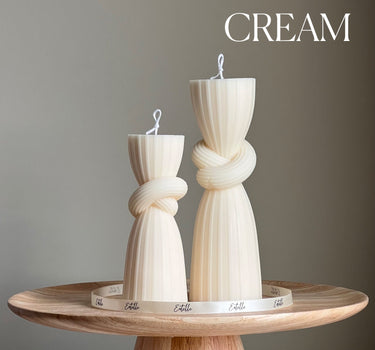 Knot Pillar Candle Set: Ribbed Soy Wax Candle, Home Decor
