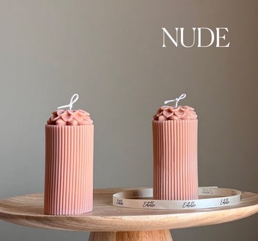 Sculptural Flower Soy Pillar Candle: Minimalist Home Decor