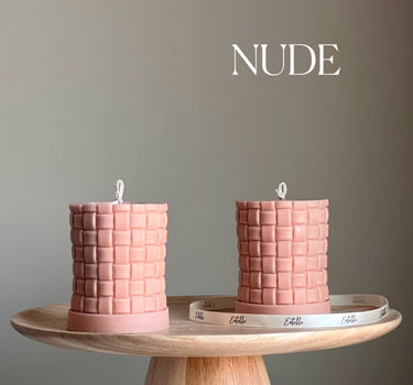 Large Knitted Soy Pillar Candle | Custom Color & Scent
