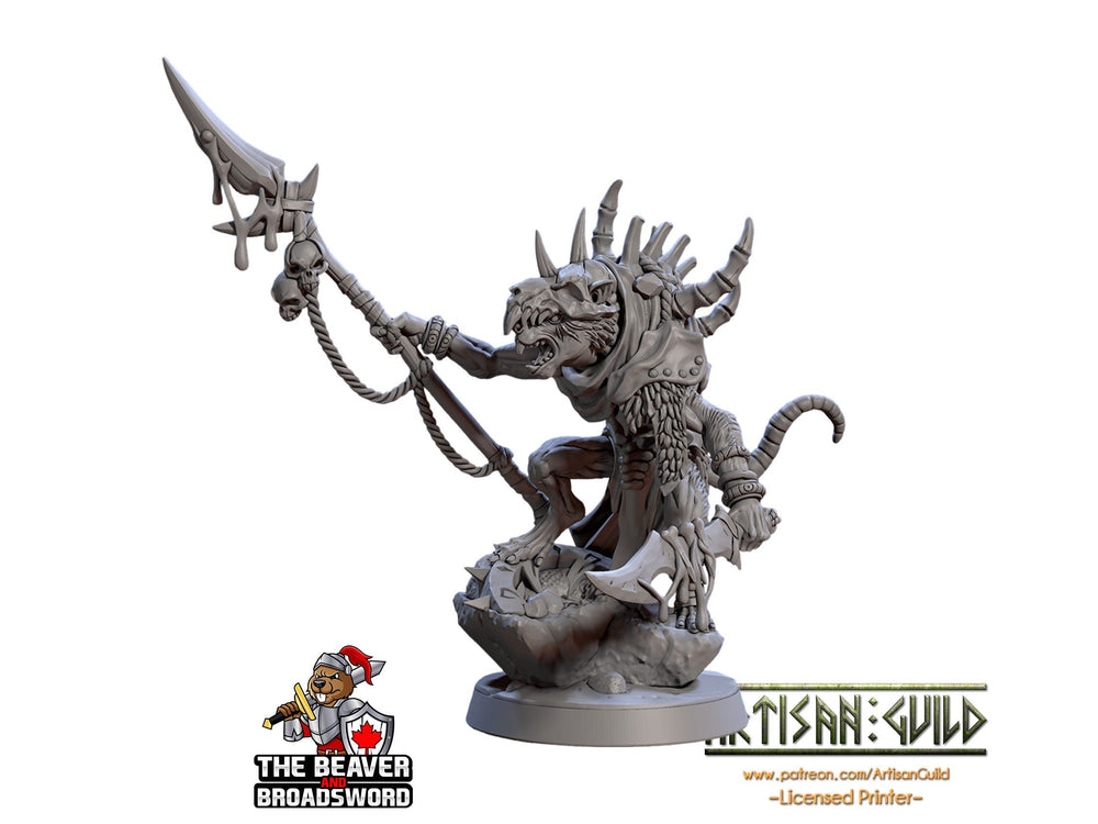 Bonekrat Carrionbearer  28/32mm mini - Artisan Guild | Animal | Rat | Mouse | Fighter | Ratfolk | Barbarian | Pathfinder | Wargaming | Rogue