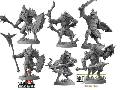 Bonegnasher Gnoll Warriors  28/32mm mini set - Artisan Guild | Monster | Pack | Hyena | Fighter | Desert | Fantasy | Pathfinder | Wargaming