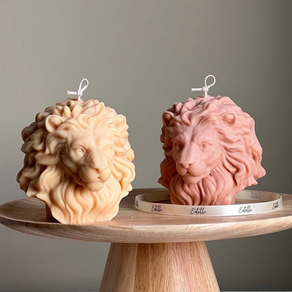 Handmade Lion Candle: Sculptural Soy Wax Animal Candle