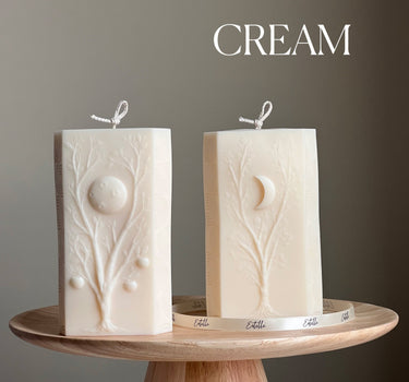 Moon Seasons Triangle Soy Candle | Handmade Pillar Candle