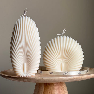 Sea Shell Candle Duo: Decorative Soy Wax Clam Shell Candles