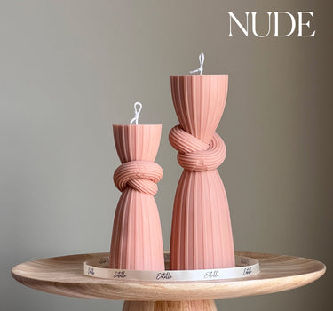 Knot Pillar Candle Set: Ribbed Soy Wax Candle, Home Decor