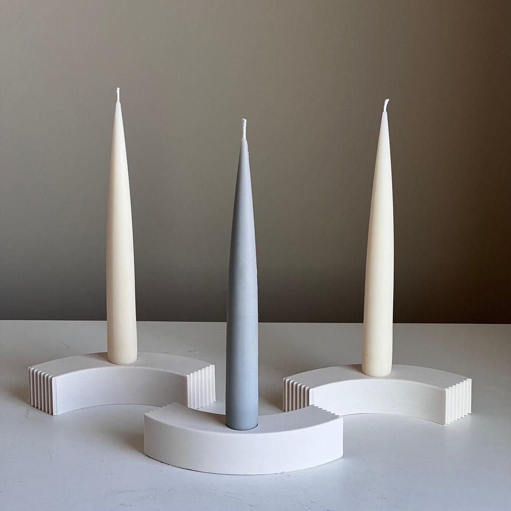 Minimal Jesmonite Candlestick Holder: Geometric Taper Candle Decor