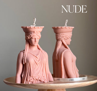 Caryatid Statue Candle: Sculptural Soy Wax Pillar Candle