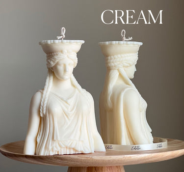 Caryatid Statue Candle: Sculptural Soy Wax Pillar Candle