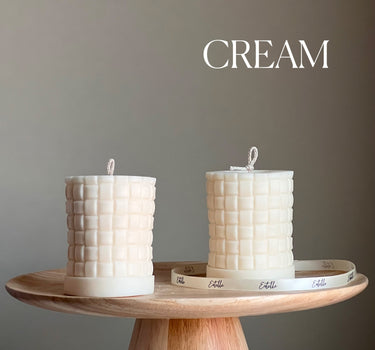 Large Knitted Soy Pillar Candle | Custom Color & Scent