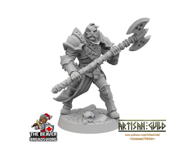 Axe Weilding Male Fighter dnd Mini - Artisan Guild | Barbarian | Knight | Cleric | Paladin, Pathfinder, TTRPG, Wargaming, Warrior, Human