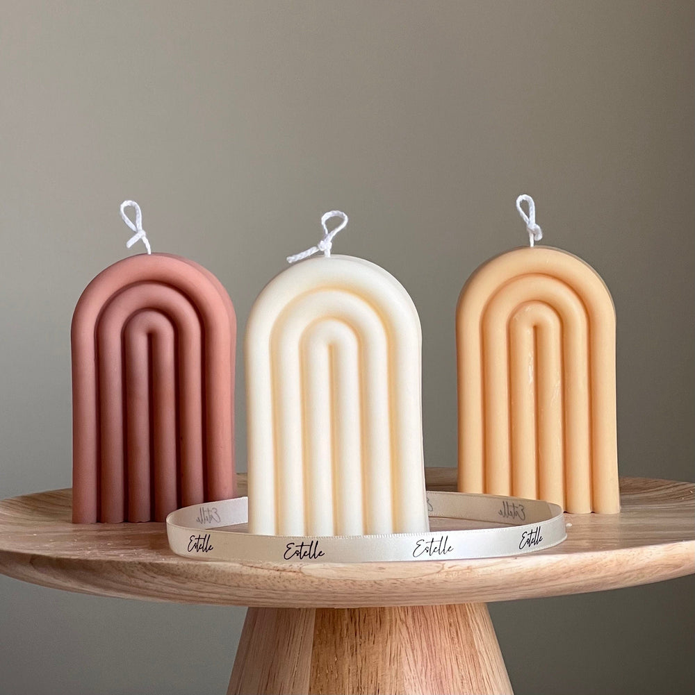 Hand Poured Rainbow Soy Wax Candle: Sculptural Home Decor