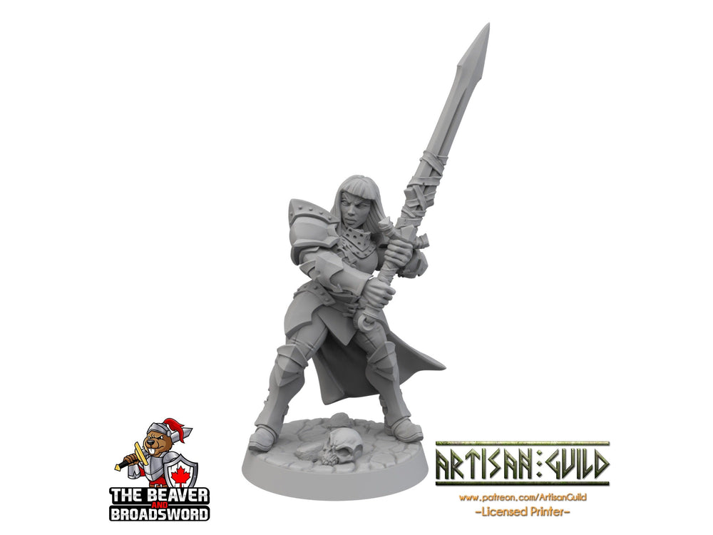 Figurine de guerrière humaine pour JdR avec épée à deux mains - Artisan Guild | Barbare | Chevalier | Prêtre | Paladin, Pathfinder, JdR de table, Jeux de guerre
