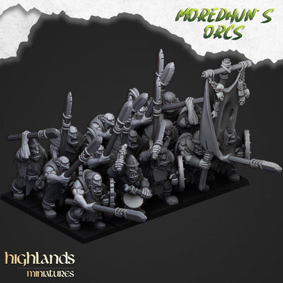 Orc Warriors with Spears - Highlands Miniatures | Goblin | Black Orc | Ork | Orcs | Warrior | Fantasy | Pathfinder | Wargaming | Squad