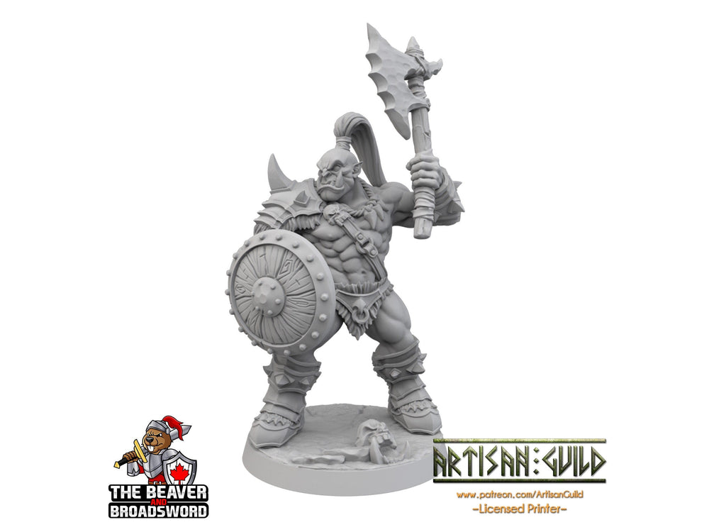 Figurine d'Orc Barbare avec Hache et Bouclier - Artisan Guild | Barbare | Guerrier | Combattant | Gobelinoïde, Pathfinder, TTRPG, Jeux de Guerre, Monstre