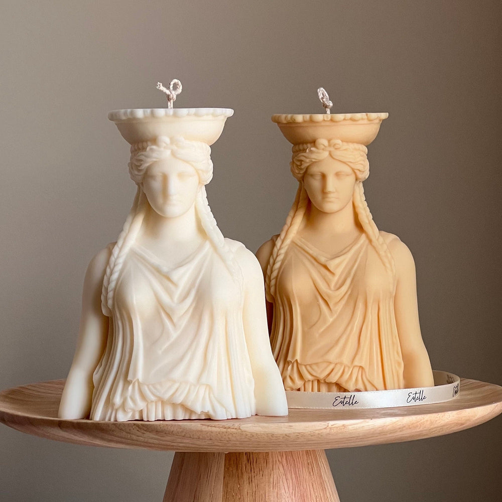 Bougie Caryatide : Bougie pilier sculpturale en cire de soja