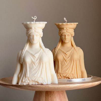 Caryatid Statue Candle: Sculptural Soy Wax Pillar Candle