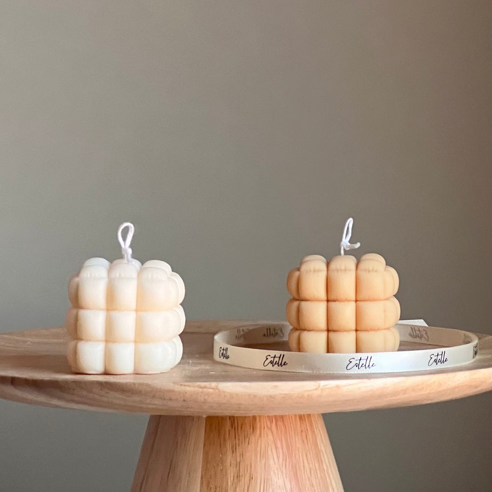 Bougie Cube : Bougie Pilier en Soja Faite à la Main, Décoration d'Intérieur