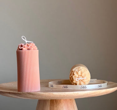 Sculptural Flower Soy Pillar Candle: Minimalist Home Decor