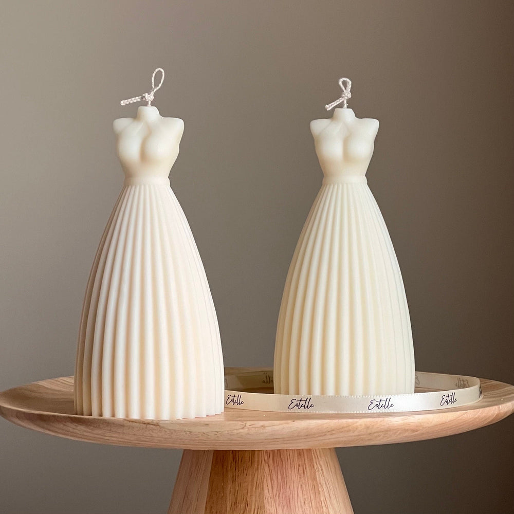 Bougie Robe de Mariée : Décoration Nuptiale Faite Main en Cire de Soja