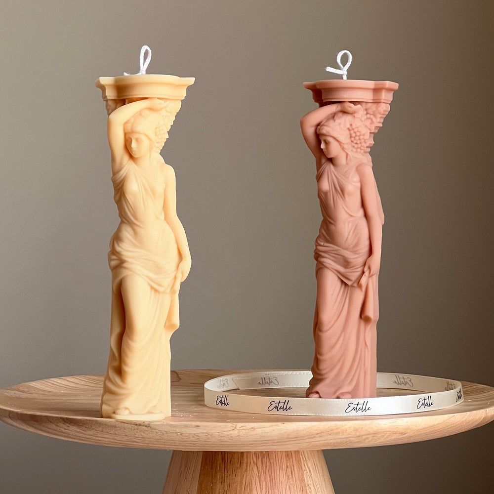 Bougie de soja Caryatide : Bougie statue femme colonne grecque