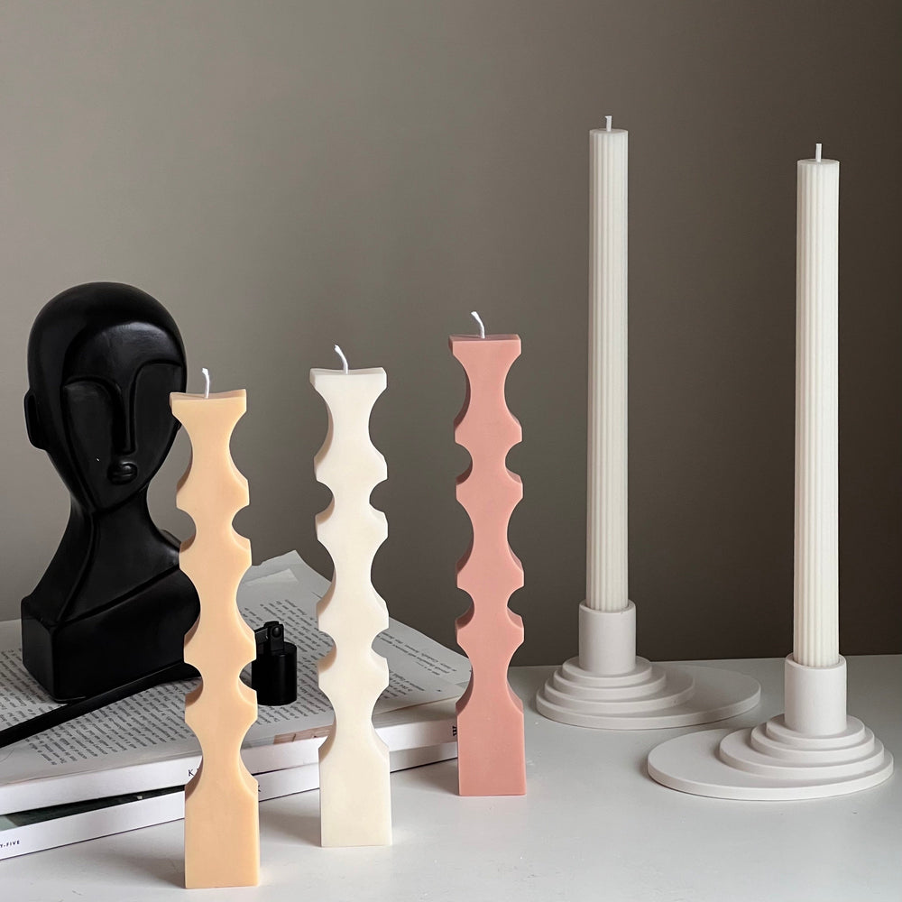 Bougie en cire de soja Greko Geometric : Bougie pilier décorative