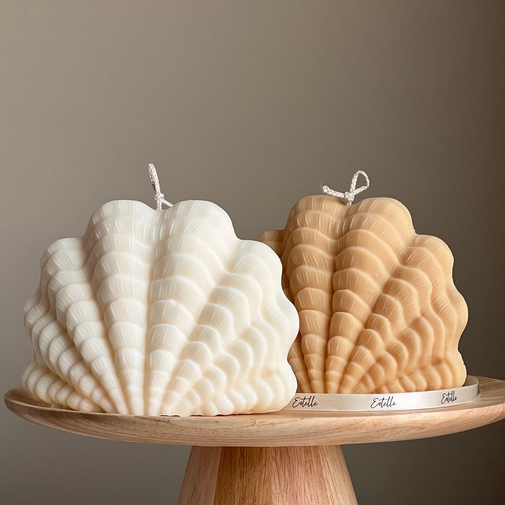 Grande bougie coquillage : Bougie décorative végétalienne en cire de soja