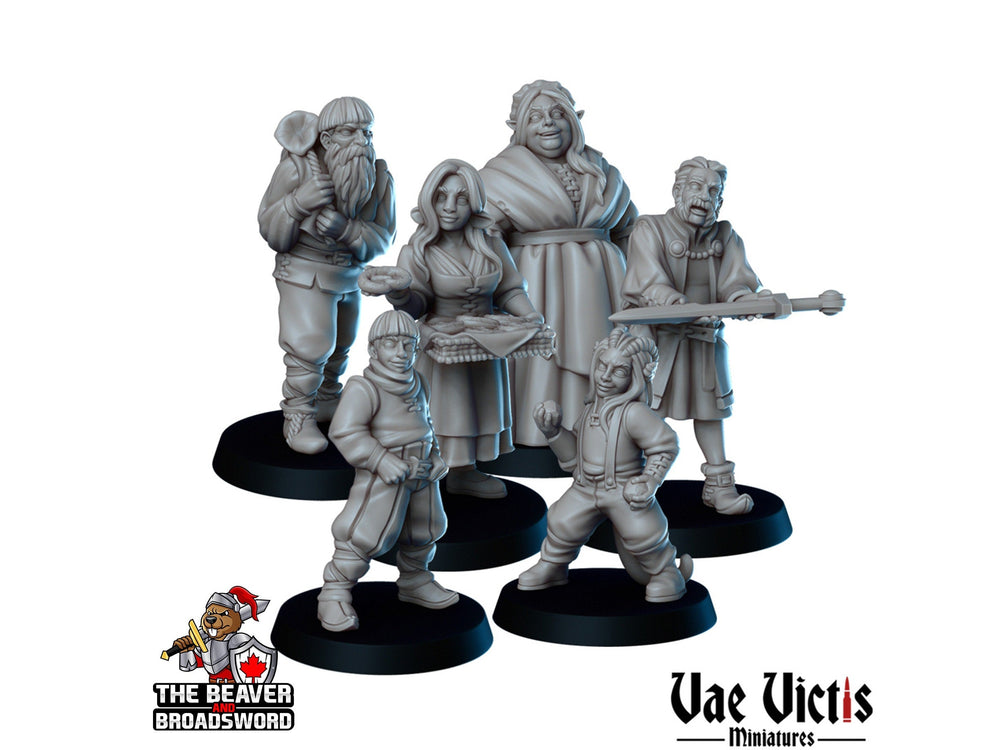 The Townfolks mini set #01 - Vae Victis | Villager | Commoner  | Farmer | Children | Kids | Bundle | Merchant | Wargaming | Pathfinder