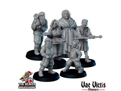 The Townfolks mini set #01 - Vae Victis | Villager | Commoner  | Farmer | Children | Kids | Bundle | Merchant | Wargaming | Pathfinder