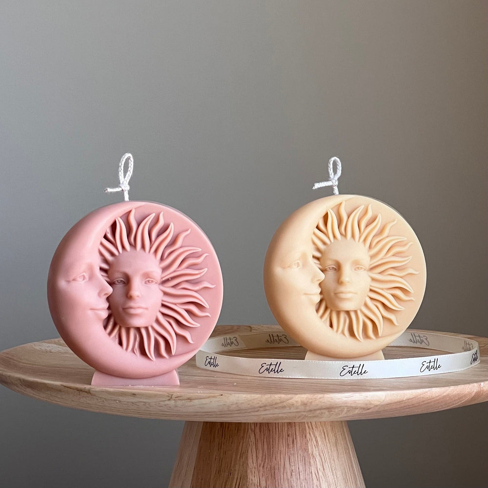 Bougie en cire de soja Soleil et Lune : Bougie décorative faite à la main