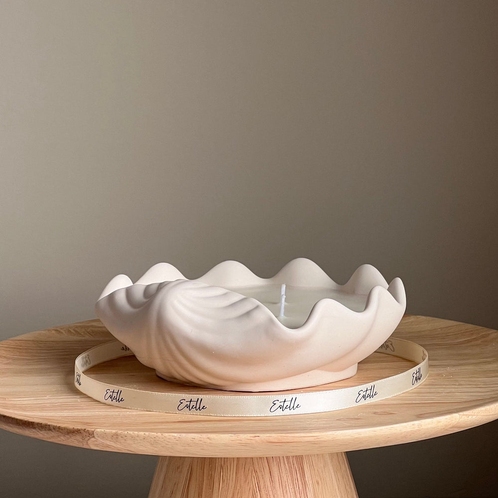 Clam Shell Soy Wax Candle in Jesmonite Vessel: Handmade Scented Candle