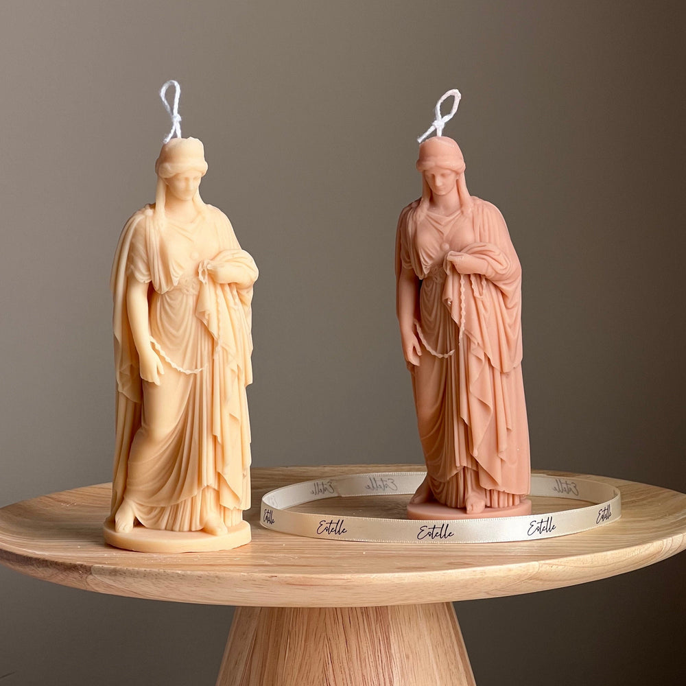 Bougie de soja Déesse Zénobie : Statue grecque, Décoration de table basse