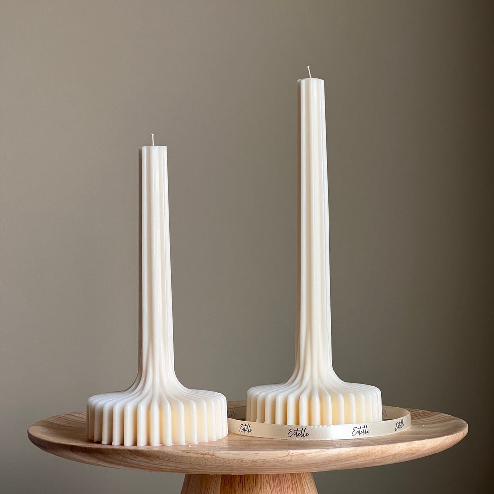 Elegant Soy Vase Candle: Sculptural Striped Column Candle