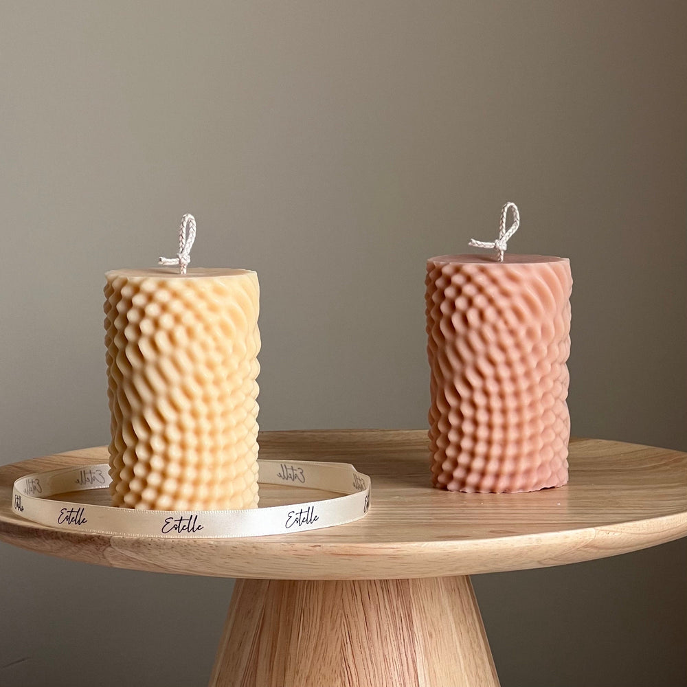 Bougie Pilier Géométrique en Soja : Décoration Intérieure Minimaliste