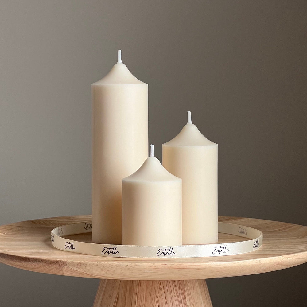 Bougie pilier artisanale en cire de soja : bougie décorative sans parfum