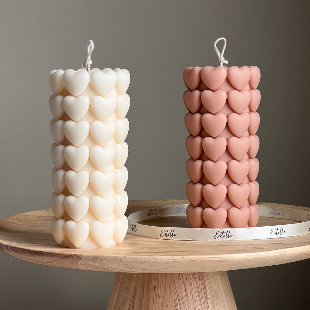 Bougie de soja Pilier Cœur | Décoration sculpturale pour la maison