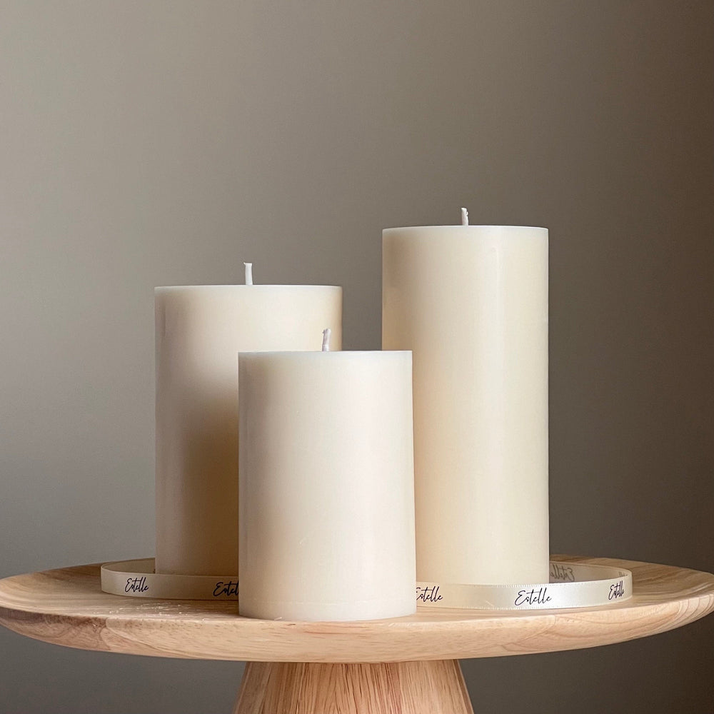 Bougie pilier artisanale en cire de soja : Bougie décorative