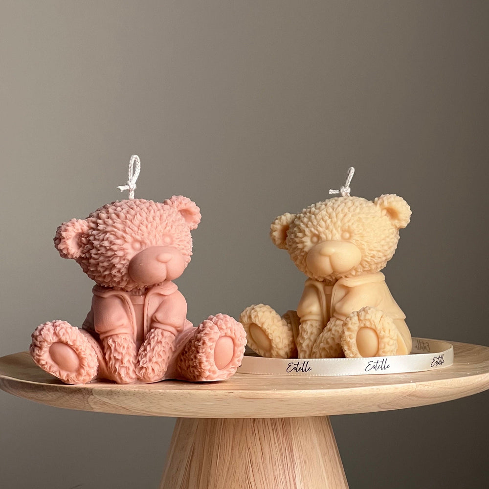 Handmade Teddy Bear Soy Wax Candle: Nursery Decor Gift