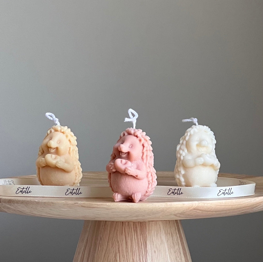Bougie en cire de soja hérisson faite à la main | Décoration de chambre de bébé
