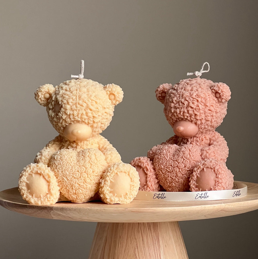Bougie Ours en Peluche Faite Main en Cire de Soja : Cadeau Décoration Chambre d'Enfant