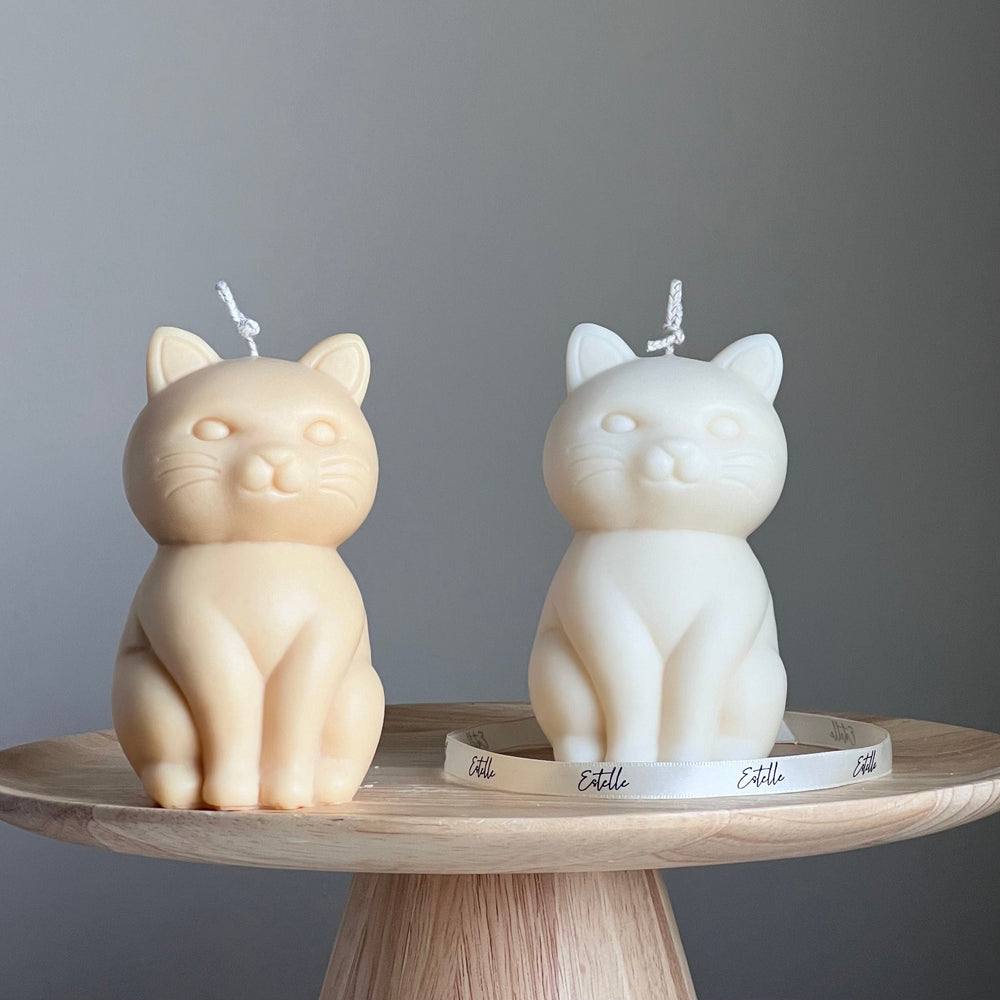 Bougie chat en cire de soja faite à la main : cadeau décoratif sculptural pour la maison
